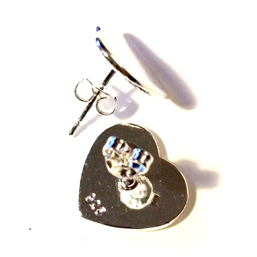 Silver Heart Stud Earrings - Picture 5 of 6